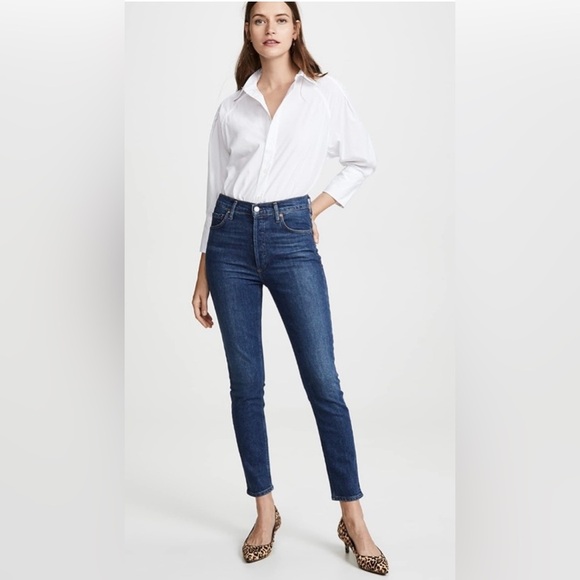 Agolde Nico High Rise Slim Jeans - Dark Wash - Size 26 - Picture 1 of 16